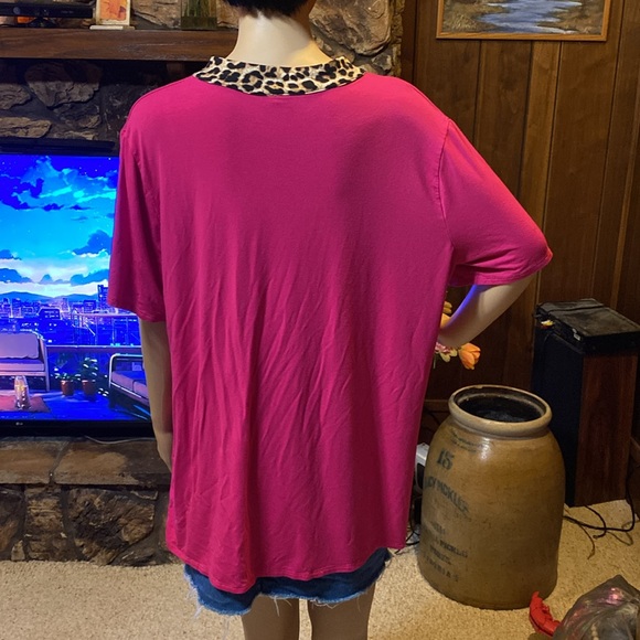 Pink and Leopard Soft Stretchy Tee - Picture 2 of 4